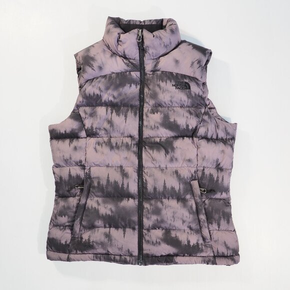 North Face Puffer Vest Womens Medium Gray 700 Goose Down Outdoor Ski Preppy Warm - Picture 1 of 11